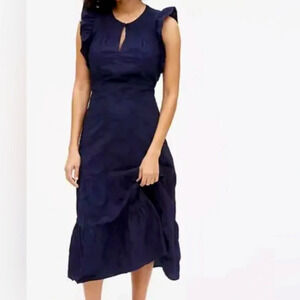 GAP Navy Maxi Dress Women’s size 4Tall Tiered Embroidered Flutter Sleeve